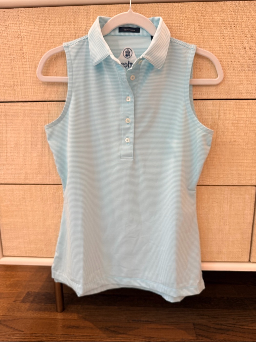 Turtleson performance Golf Tank in Blue and White Striped Small